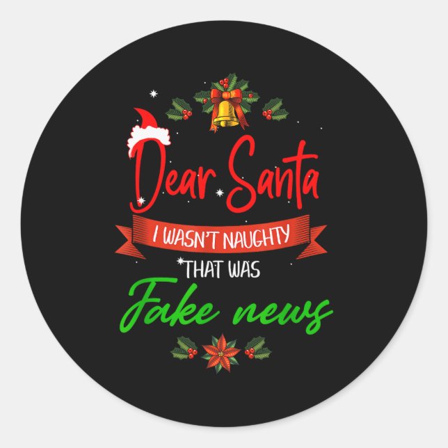 Sticker Rond Funny Trump Christmas Pajamas Fake News  (Devant)