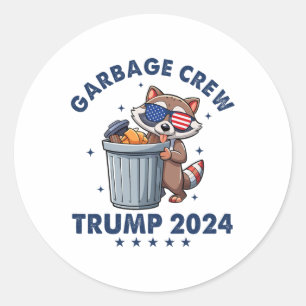 Sticker Rond Funny Trump Garbyge Crew