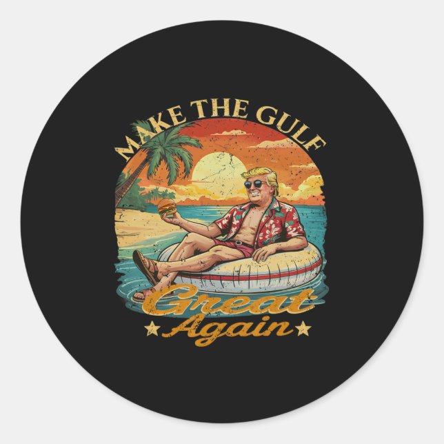 Sticker Rond Funny Trump  Make The Gulf Great  Trump Merchandis (Devant)