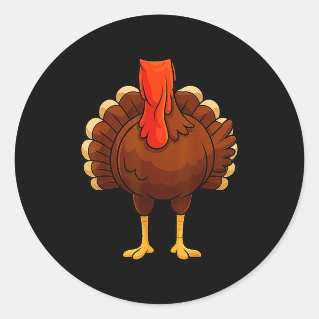 Sticker Rond Funny Turkey Body Costume Thanksgiving Men Women K (Devant)
