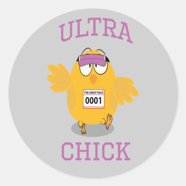 Sticker Rond Funny Ultra Chick Runner (Devant)