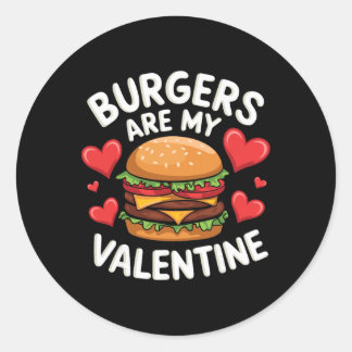 Sticker Rond Funny Valentine's Burger Lovers Men Women