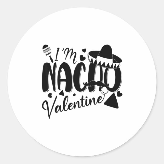 Sticker Rond Funny Valentines Day Funny Nacho Valentine Girl Bo (Devant)