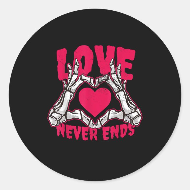 Sticker Rond Funny Valentines Day Skeleton Heart Mains (Devant)
