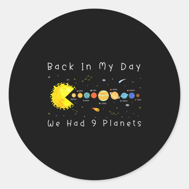 Sticker Rond Funny Video Games Back In My Day We Had Nine Plane (Devant)