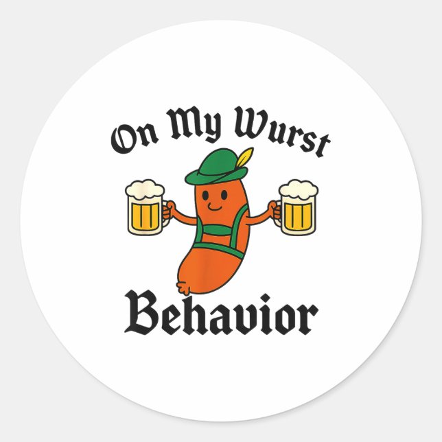 Sticker Rond Funny Vintage German Octoberfest Wurst  (Devant)