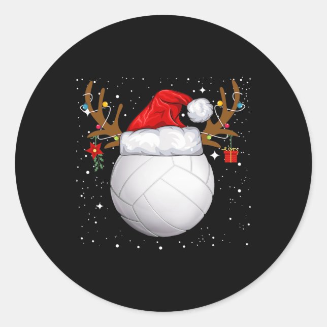 Sticker Rond Funny Volley Santa Hat (Devant)