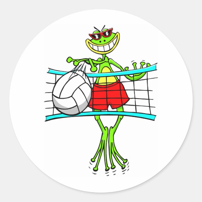 Sticker Rond Funny Volleyball (Devant)