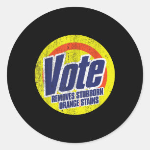Sticker Rond Funny Vote supprime Orange Têtu Contre-Tru
