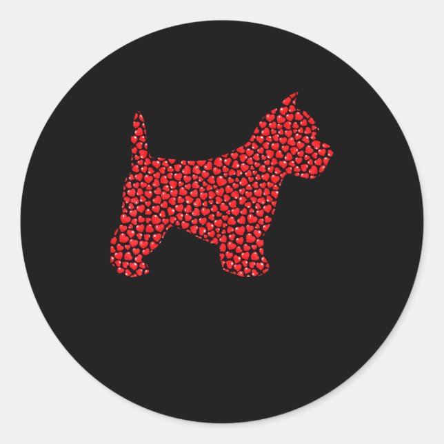 Sticker Rond Funny Westie Dog Lover Hearts Love Westie Valentin (Devant)