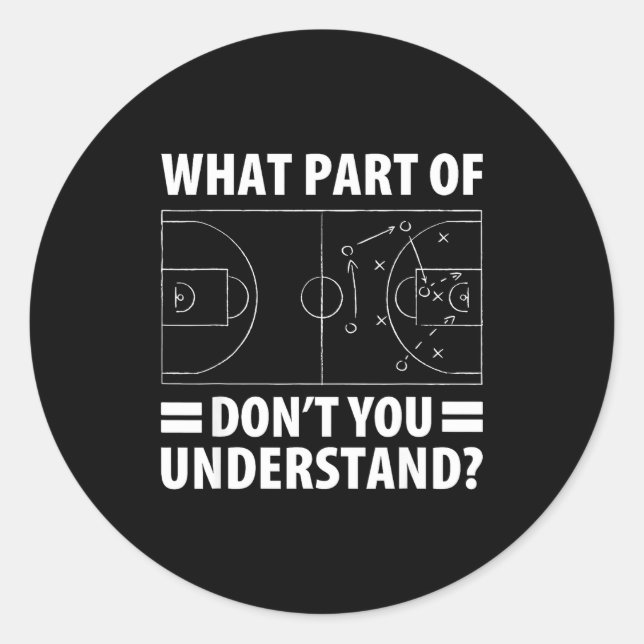 Sticker Rond Funny What Part Of Basketball Don't You Understand (Devant)