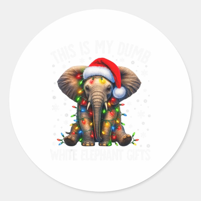 Sticker Rond Funny White Elephant For Adults Pjs Under 15 20  (Devant)