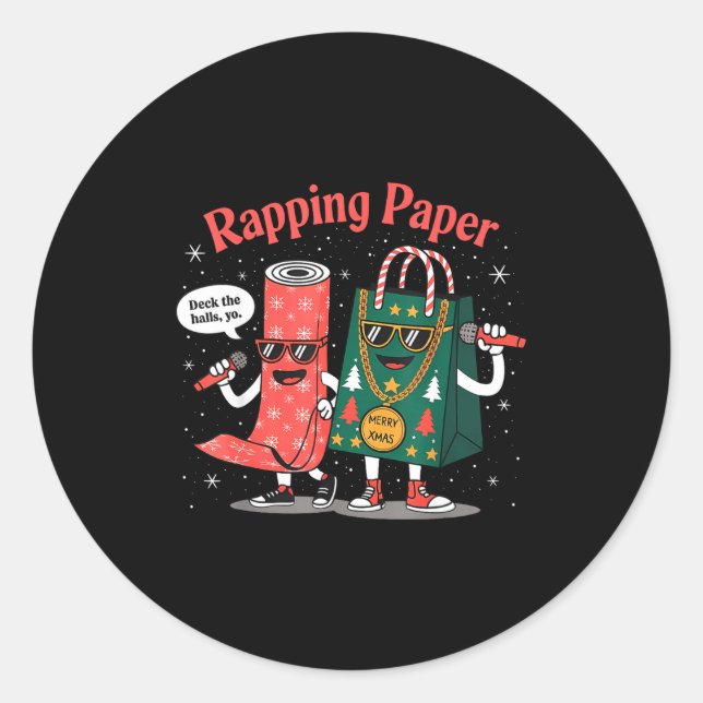 Sticker Rond Funny Wrapng Rapng Paper Wrap Music Rap Pj  (Devant)