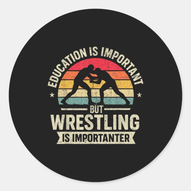 Sticker Rond Funny Wrestling Education Joke For Wrestler Men Ki (Devant)