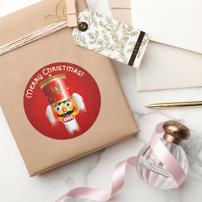 Sticker Rond Funny Xmas Nutcracker (Cadeaux)