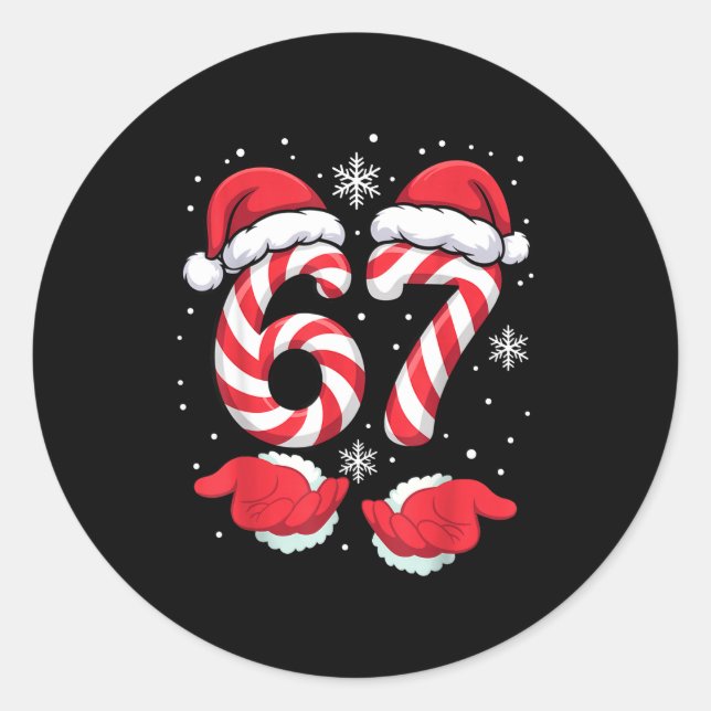 Sticker Rond Funny Xmas Viral 67 Candy Canes Santa Funny Holida (Devant)