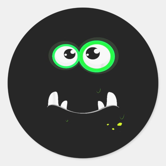 Sticker Rond Funny Y Monster Eyeball Face Easy Christma Costume (Devant)
