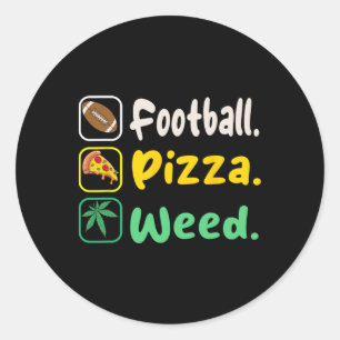 Sticker Rond Funy Tee Football Pizza Weed Pour Les Amateurs Hal