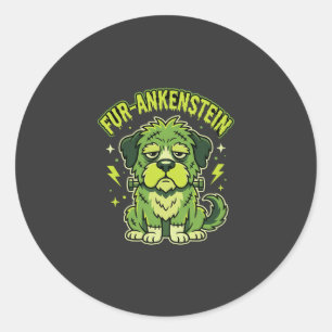 Sticker Rond Fur-Ankenstein Drôle de Frankenstein Chien Hallowe