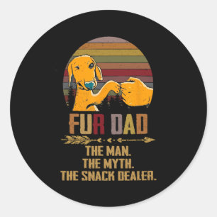 Sticker Rond Fur Papa L'Homme Le Mythe Le Vendeur De Snack Chie