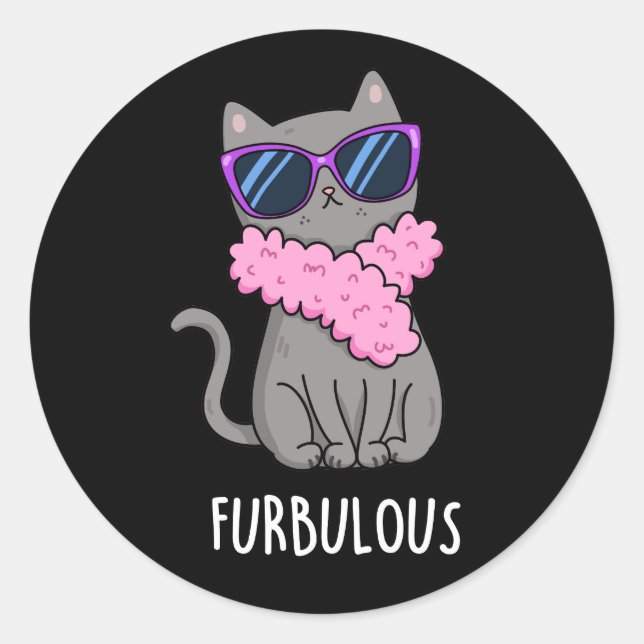 Sticker Rond Furbulant amusant élégant jeu de chatons Dark BG (Devant)