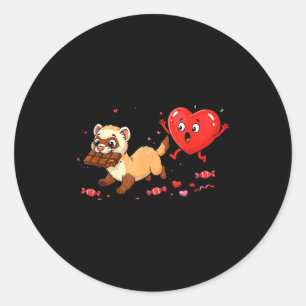 Sticker Rond Furet drôle coeur chocolat valentin femmes hommes