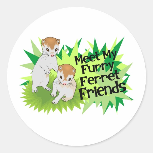 Sticker Rond Furry Ferret Friends (Devant)