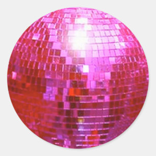 STICKER ROND FUSHIA DISCO BALL DANCE PARTI