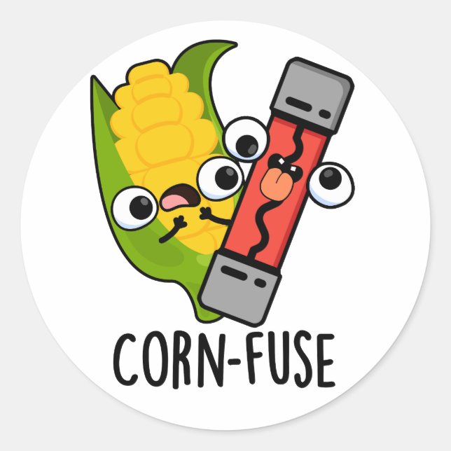 Sticker Rond Fusible de maïs amusant Confus Pun (Devant)