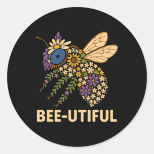 Sticker Rond Fusion florale abeille