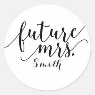 Sticker Rond Futur cadeau de fiançailles de type script Mme Bla