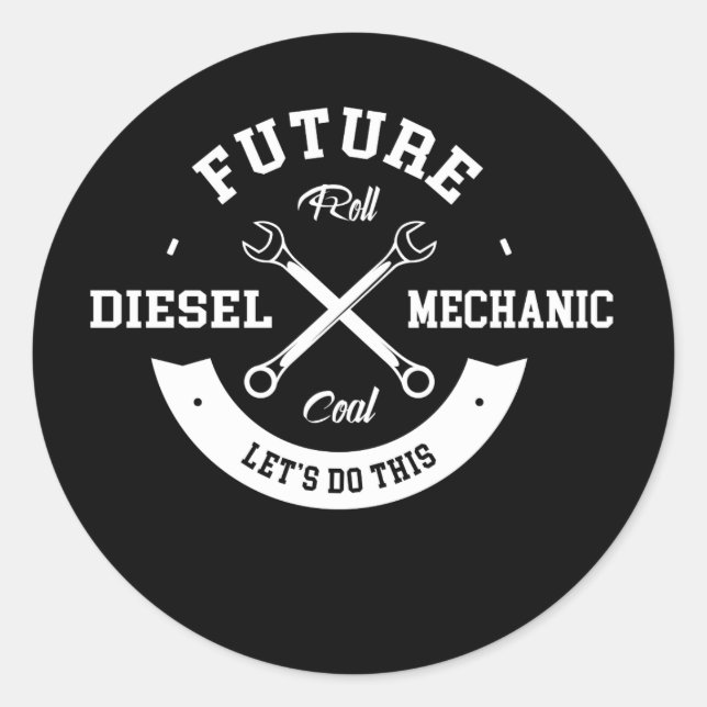 Sticker Rond Futur charbon diesel de petit pain de mécanicien (Devant)