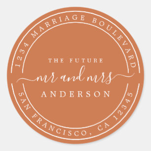 Sticker Rond Futur Chic Monsieur Madame Adresse de Retour Orang