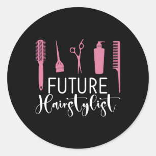 Sticker Rond Futur coiffeur Barber Dresseur de cheveux