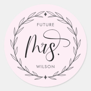 Sticker Rond Futur Couronne Mrs.Typography Shower de Mariée 