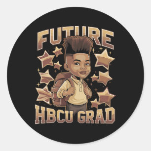 Sticker Rond Futur diplômé Hbcu Histoire Garçon noir Diplômé Hb