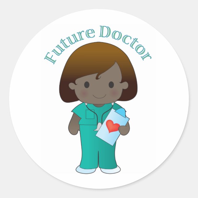 Sticker Rond Futur Docteur fille (Devant)