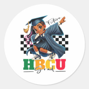 Sticker Rond Futur Enfant Diplômé Hbcu Fille Noire Afro Mois De