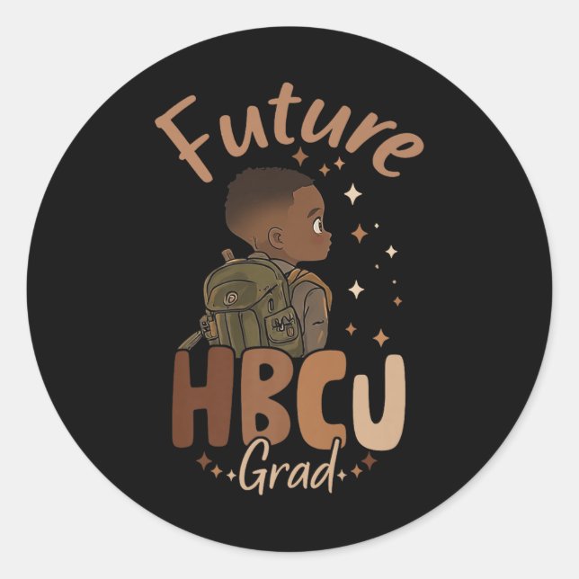 Sticker Rond Futur Hbcu Grad Histoire Noire Mois Garçon Graduat (Devant)