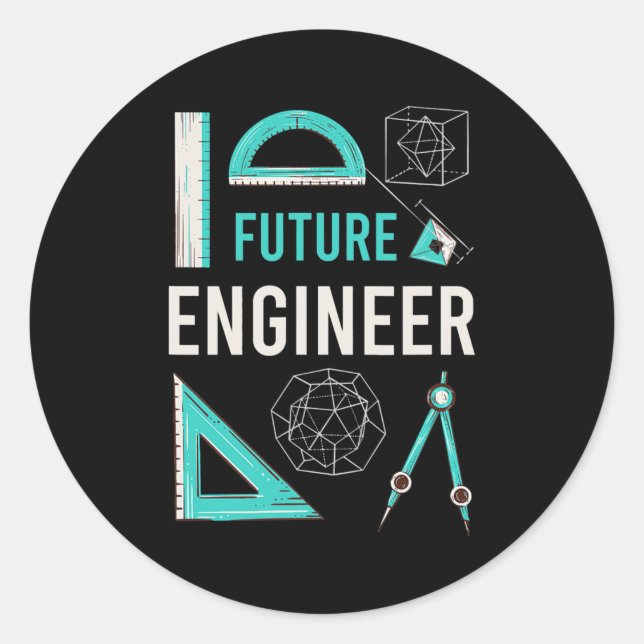 Sticker Rond Futur ingénieur Vêtements Étudiants en ingénierie  (Devant)