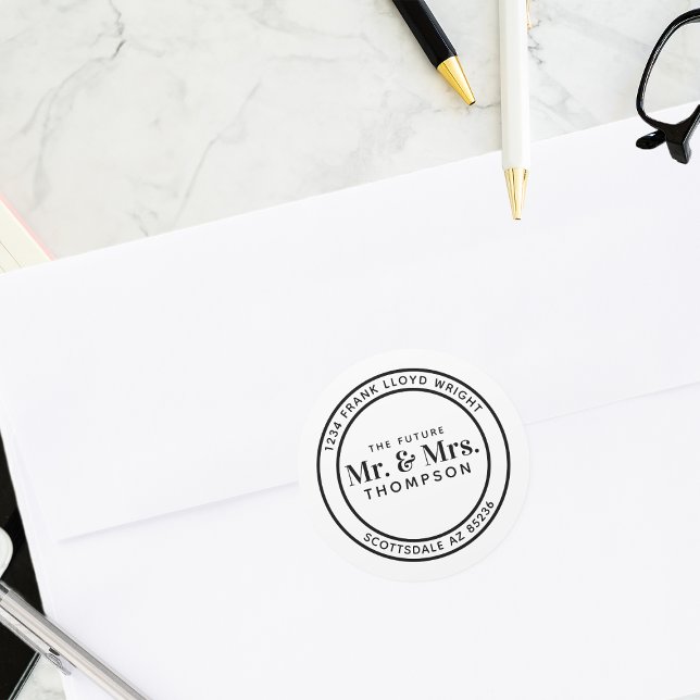 Sticker Rond Futur M. et Mme Mariage Rond Adresse de retour (Créateur téléchargé)