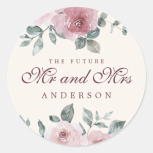 Sticker Rond Futur M. Floral Dusty Pink Burgundy Ivory