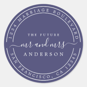 Sticker Rond Futur M. Mme Adresse de Retour de Mariage Chic Nav