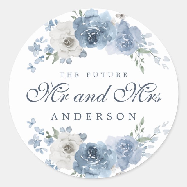 Sticker Rond Futur M. Mme Dark Blue Ivory Floral Winter (Devant)