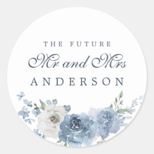 Sticker Rond Futur M. Mme Dark Blue Ivory Floral Winter
