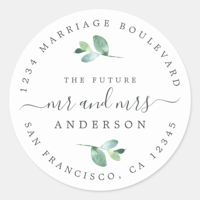 Sticker Rond Futur M. Mme Foliage Mariage Adresse de retour (Devant)