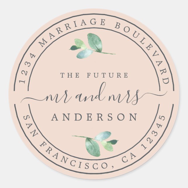 Sticker Rond Futur M. Mme Foliage Mariage Adresse de retour (Devant)
