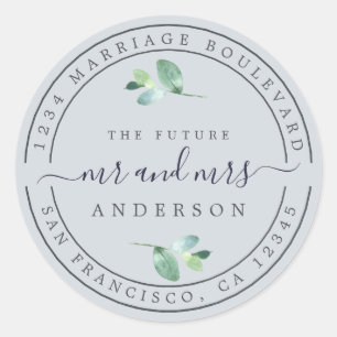 Sticker Rond Futur M. Mme Foliage Mariage Adresse de retour