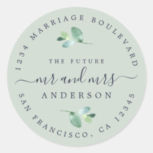 Sticker Rond Futur M. Mme Foliage Mariage Adresse de retour