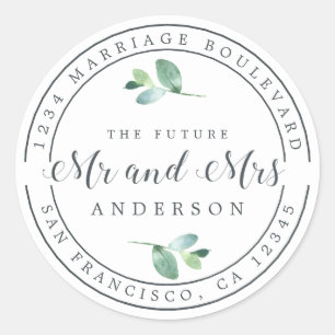 Sticker Rond Futur M. Mme Foliage Mariage Adresse de retour